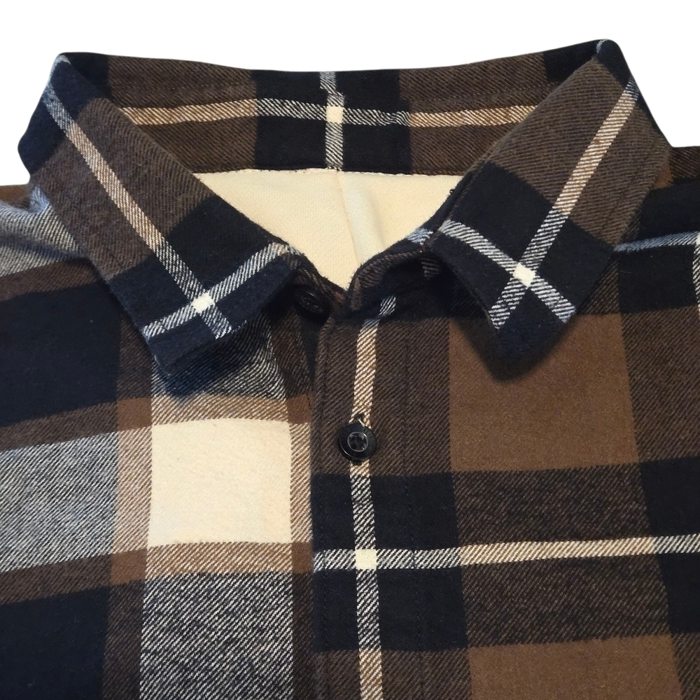 Hollister Women's L Hooded Split Plaid Shacket TwoTone Colorblock Cotton Flannel - Picture 5 of 16